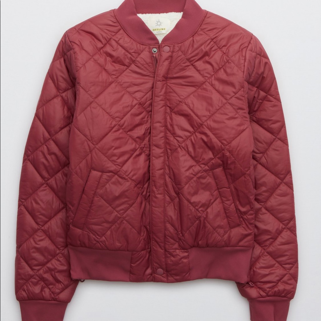 Offline By Aerie Sherpa Lined Puffer Bomber Jacket